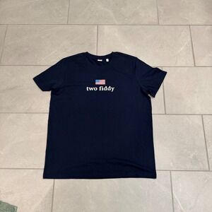 Stanley Stella Mens Two Fiddy American Flag Graphic T-Shirt Navy Blue XL